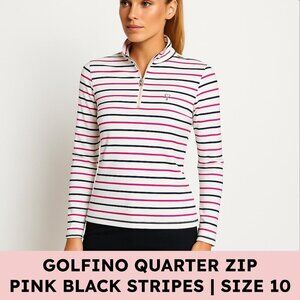 Golfino Striped Quarter Zip Performance Top Golfcore White Pink Black M/L